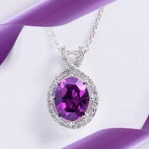 Official Swarovski Crystal Purple Amethyst Necklace, 925 Sterling Silver
